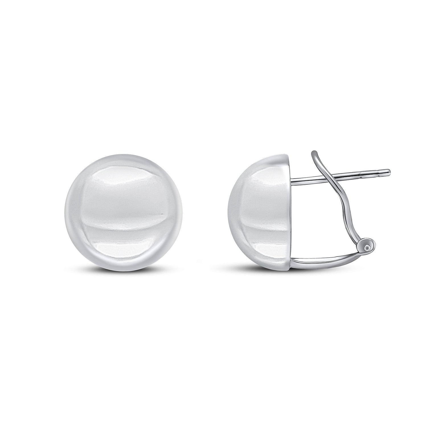 9ct White Gold Polished Dome Peg and Clip Earrings - 12.5mm