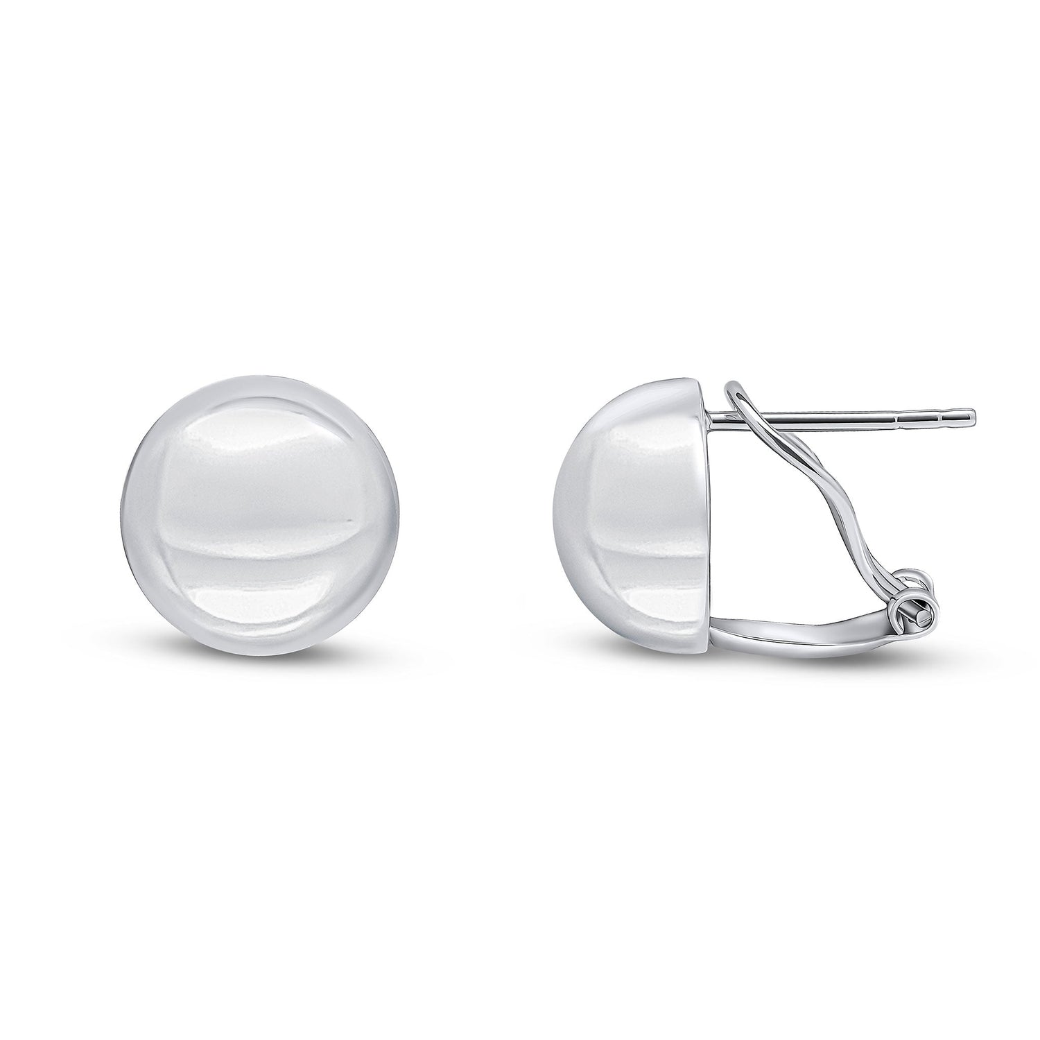 9ct White Gold Polished Dome Peg and Clip Earrings - 11mm