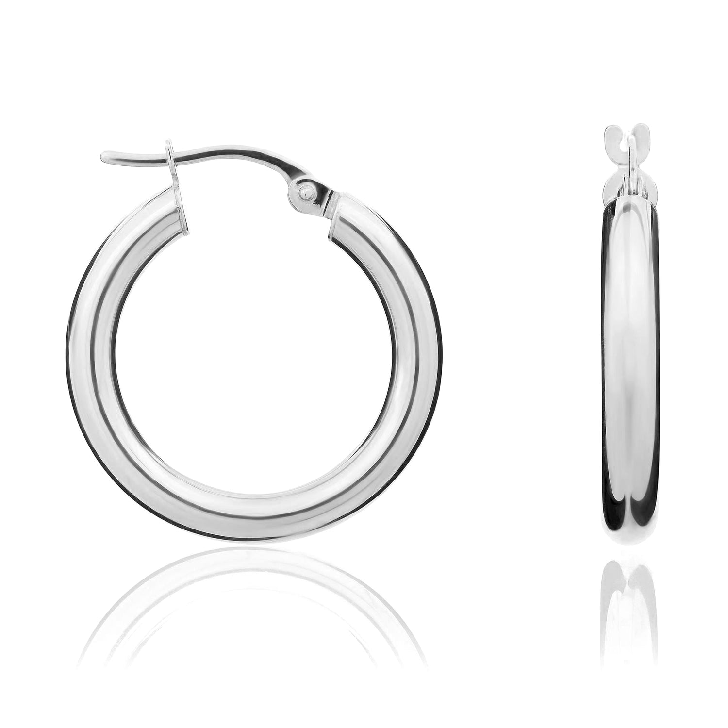 18ct White Gold Polished Hoop Earrings – 23x15mm
