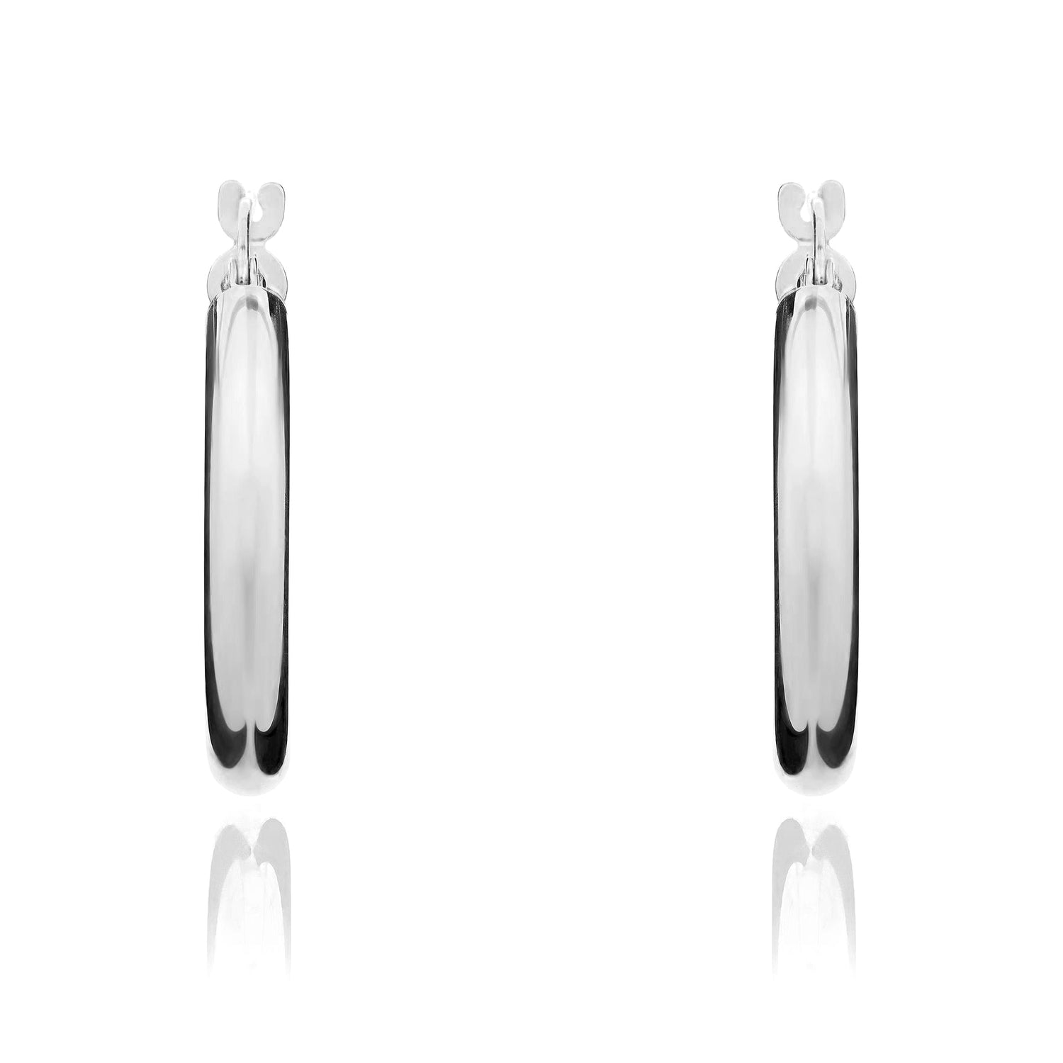 18ct White Gold Polished Hoop Earrings – 23x15mm
