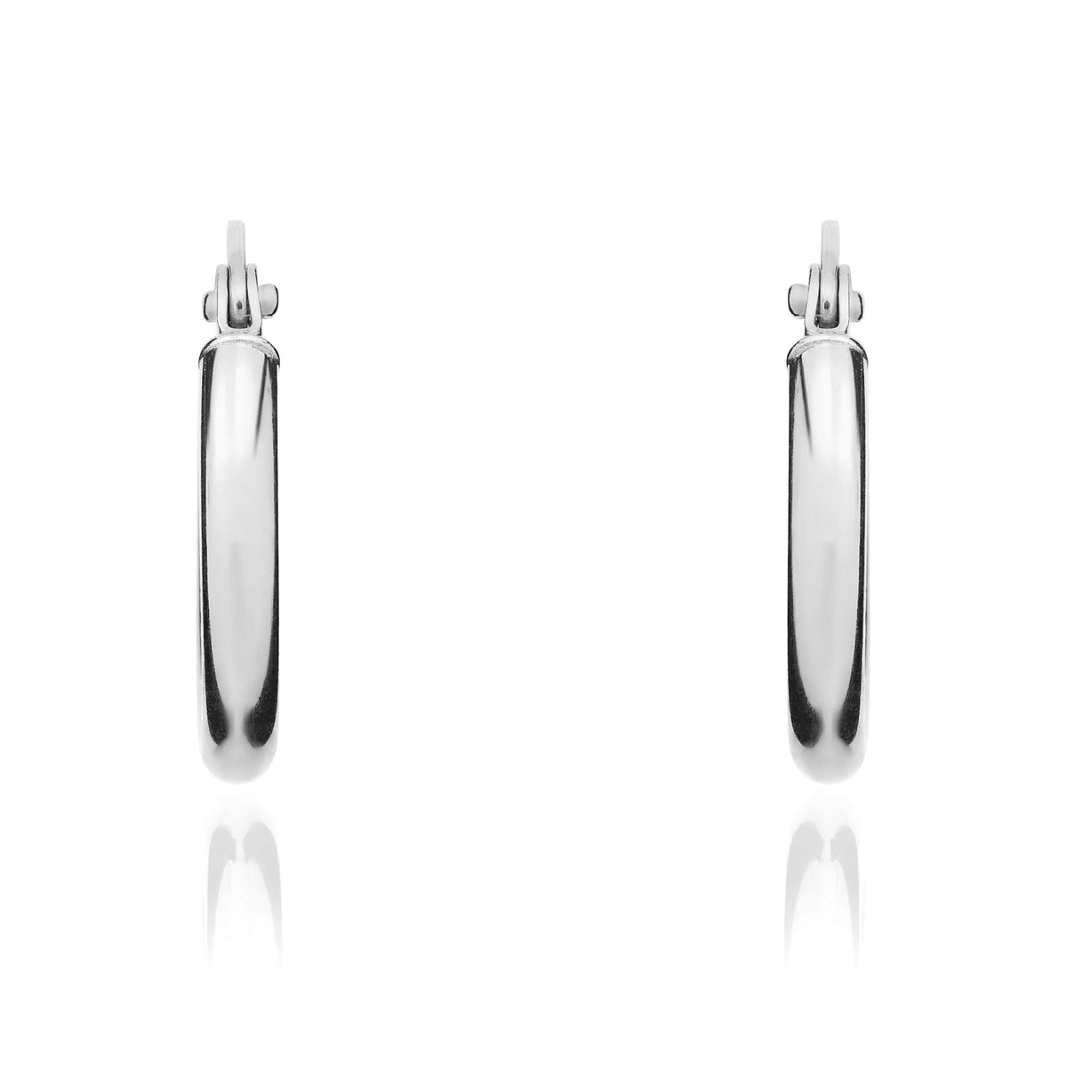 18ct White Gold Round Polished Hoop Earrings — 18mm
