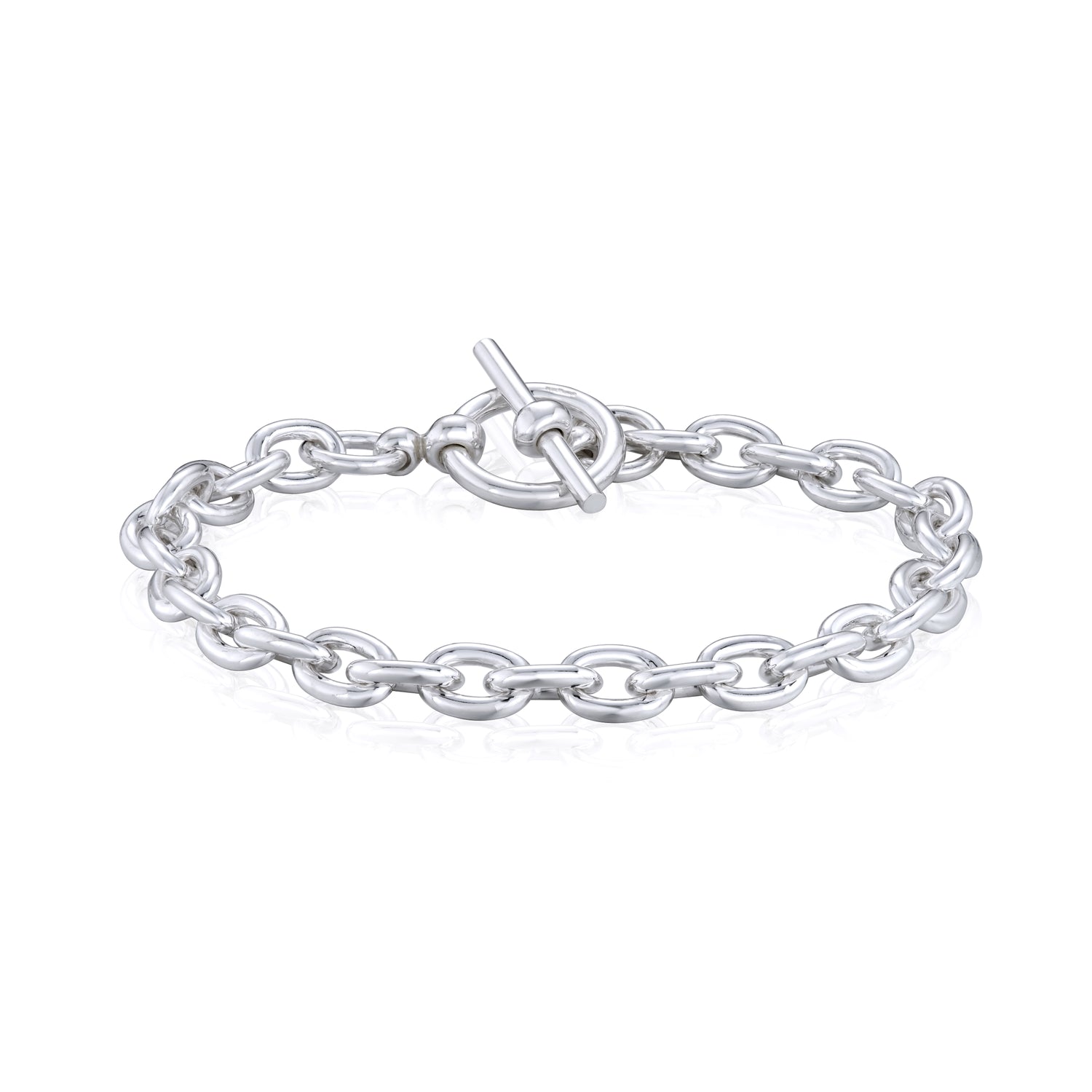 Sterling Silver Solid 7mm Cable T-Bar Bracelet
