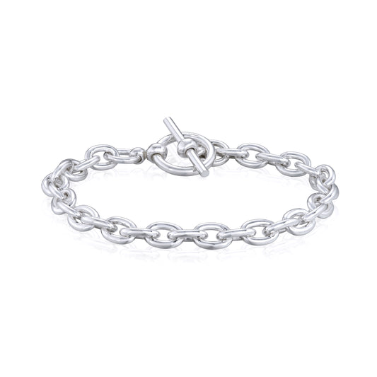 Sterling Silver Solid 7mm Cable T-Bar Bracelet