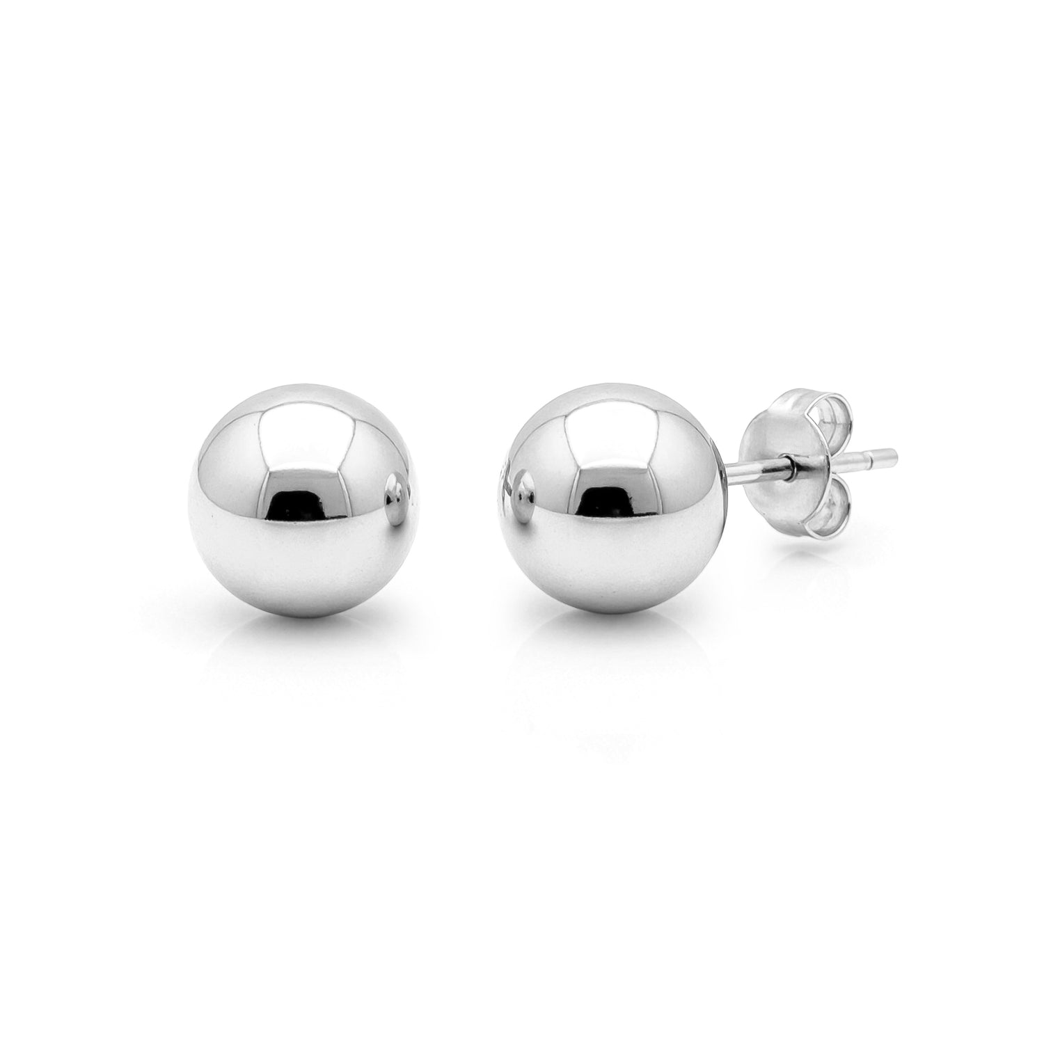 18ct White Gold Polished Ball Stud Earrings — 10mm