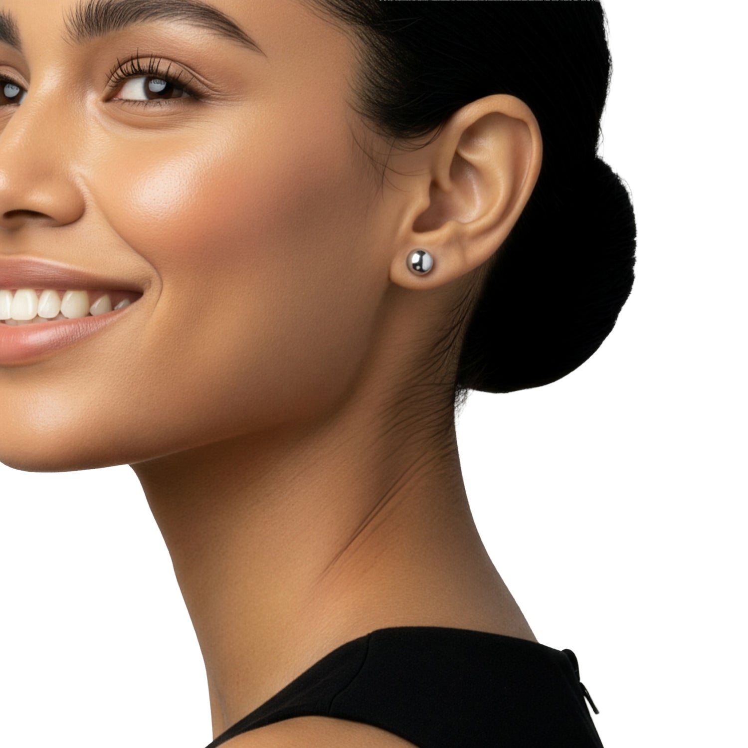 18ct White Gold Polished Ball Stud Earrings — 10mm