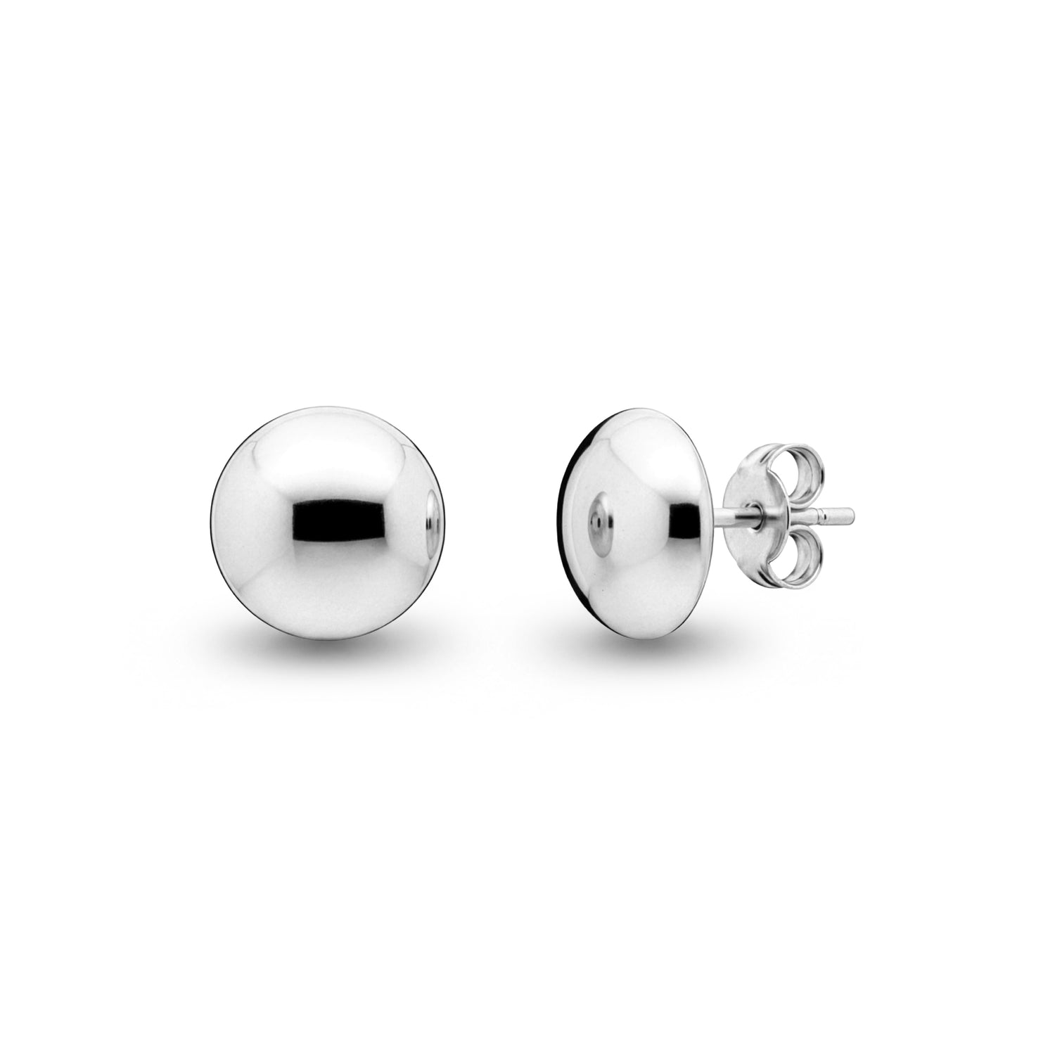 18ct White Gold Polished Button Stud Earrings - 10mm