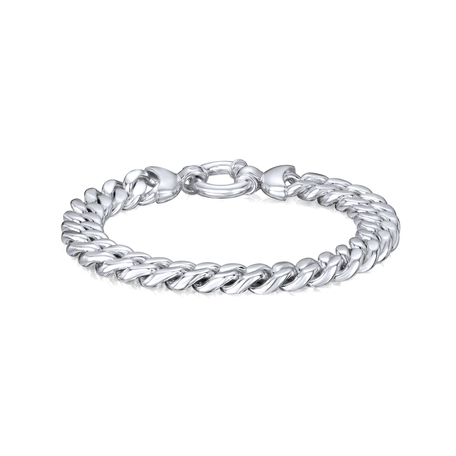 Sterling Silver 10mm Curb Link Bracelet with Bolt Ring