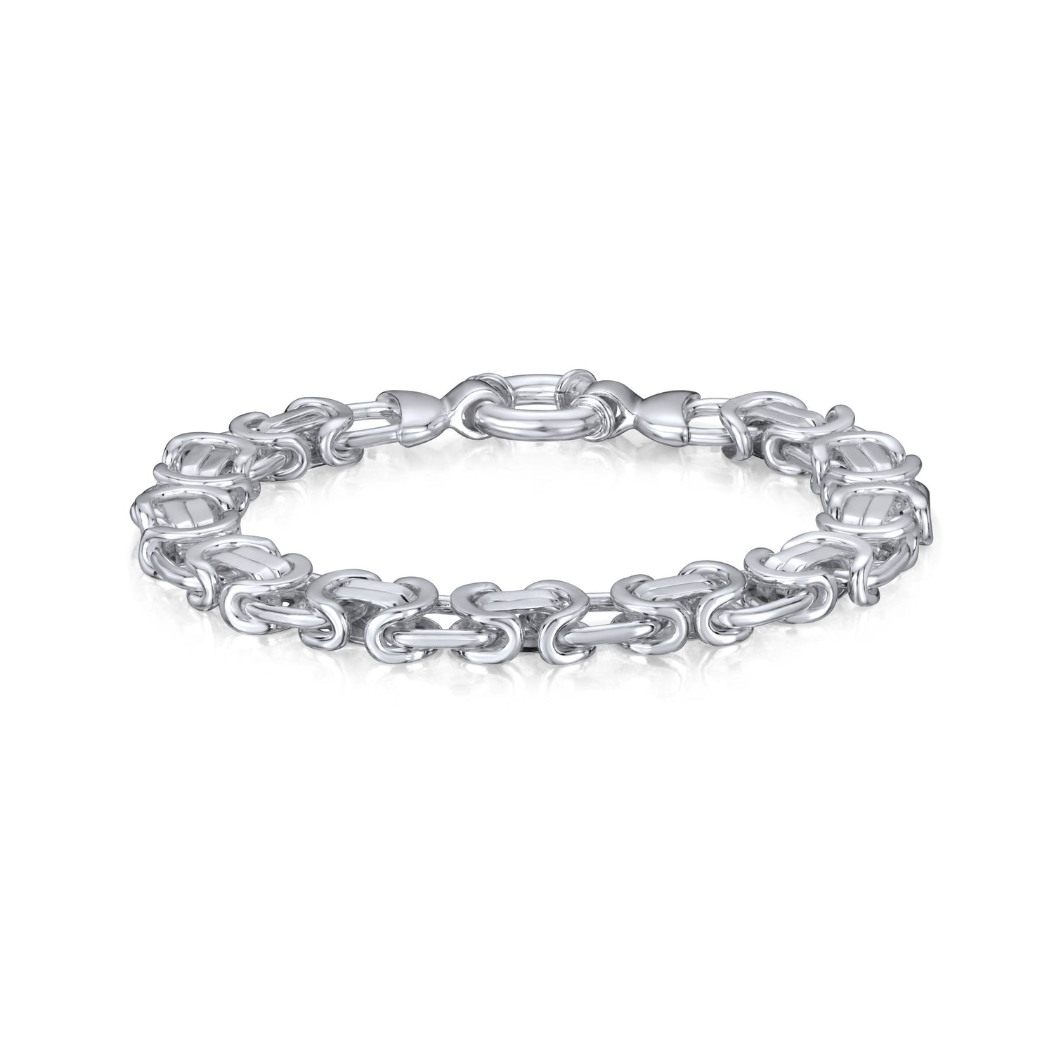 Sterling Silver Handmade Solid 10mm Flat Byzantine Bracelet