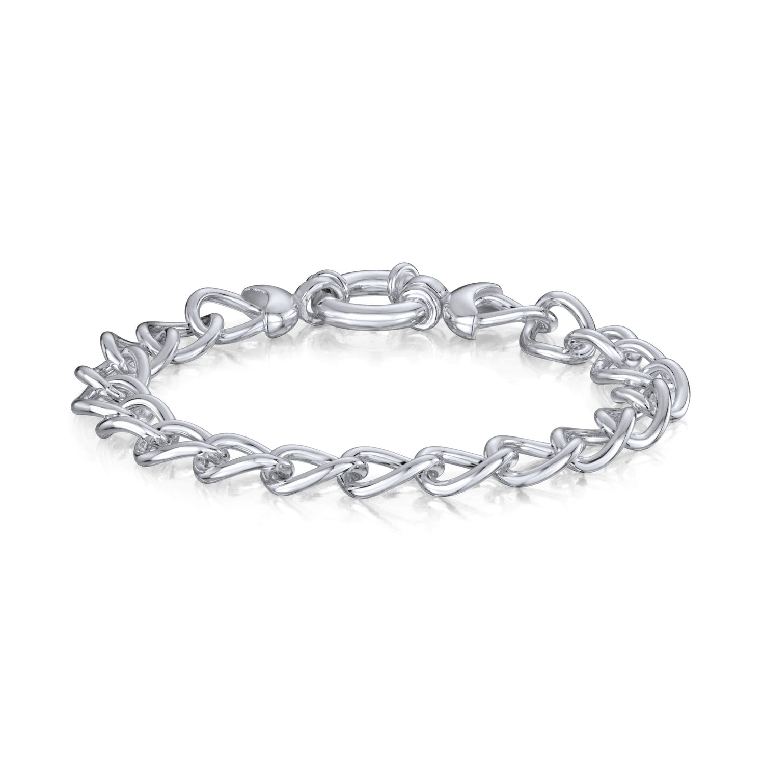 Sterling Silver Handmade Solid 10mm Open Curb Bracelet