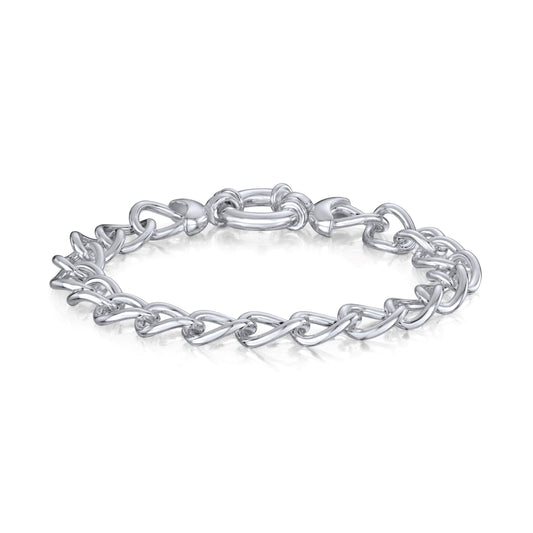 Sterling Silver Handmade Solid 10mm Open Curb Bracelet