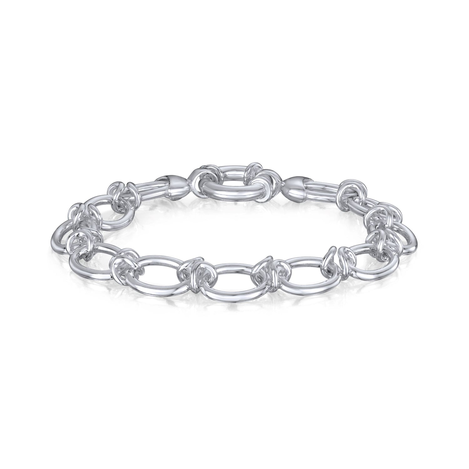 Sterling Silver 10mm Handmade Oval Knot Bracelet