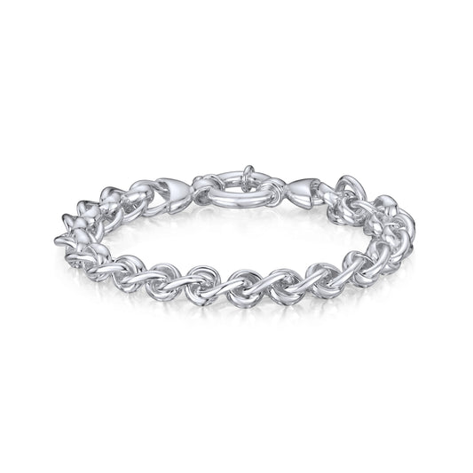 Sterling Silver Handmade Solid 10mm Rollerball Bracelet with Bolt Ring Clasp