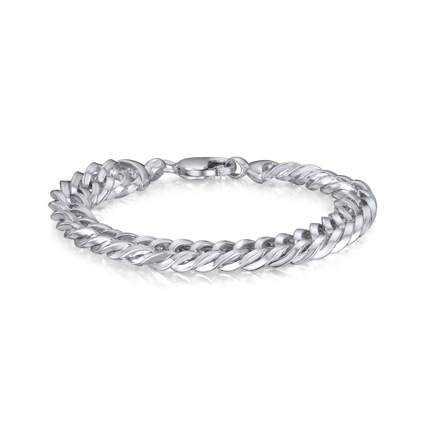 Sterling Silver Handmade Solid 10mm Wide Curb Link Bracelet