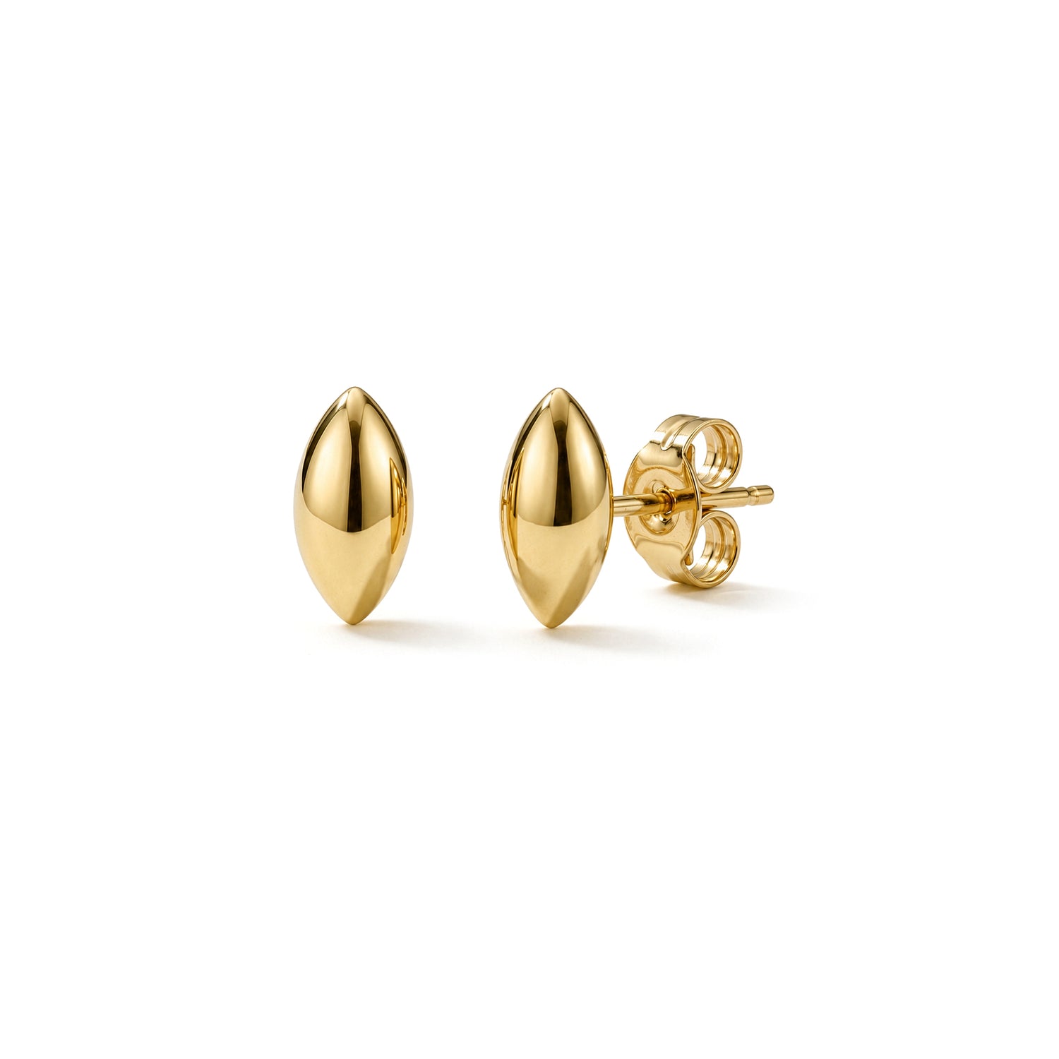 9ct Yellow Gold Polished Marquise High Dome Stud Earrings