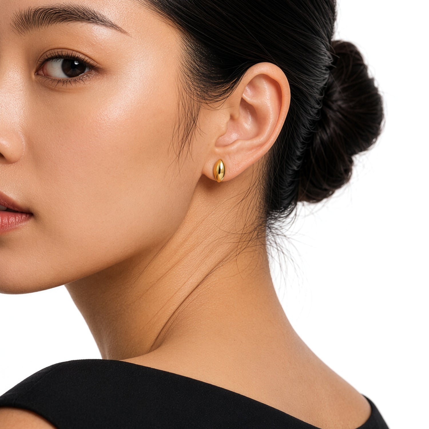 9ct Yellow Gold Polished Marquise High Dome Stud Earrings
