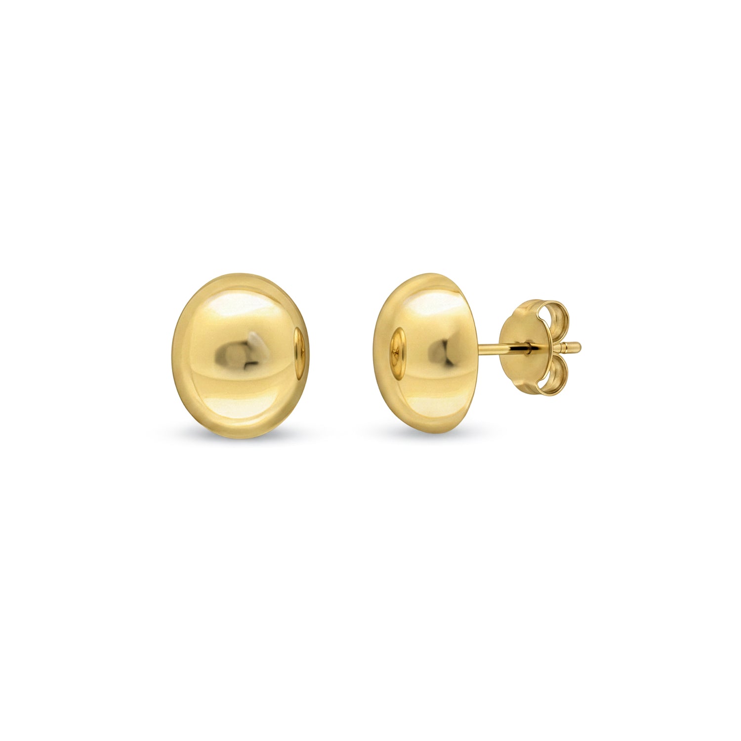 9ct Yellow Gold Oval Dome Polished Stud Earrings — 10x8mm