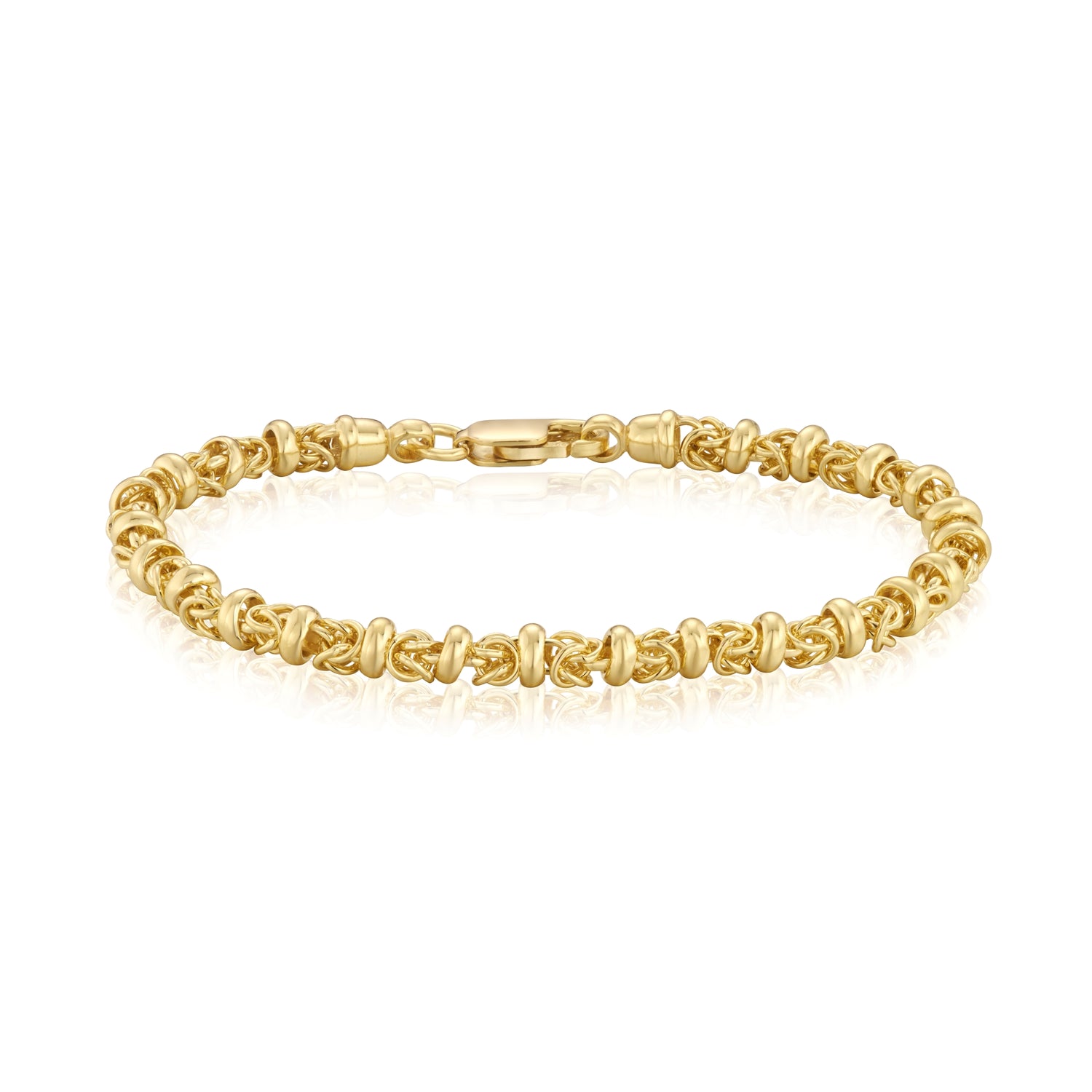 18ct Gold Vermeil on Sterling Silver 5mm Byzantine with Rings Bracelet