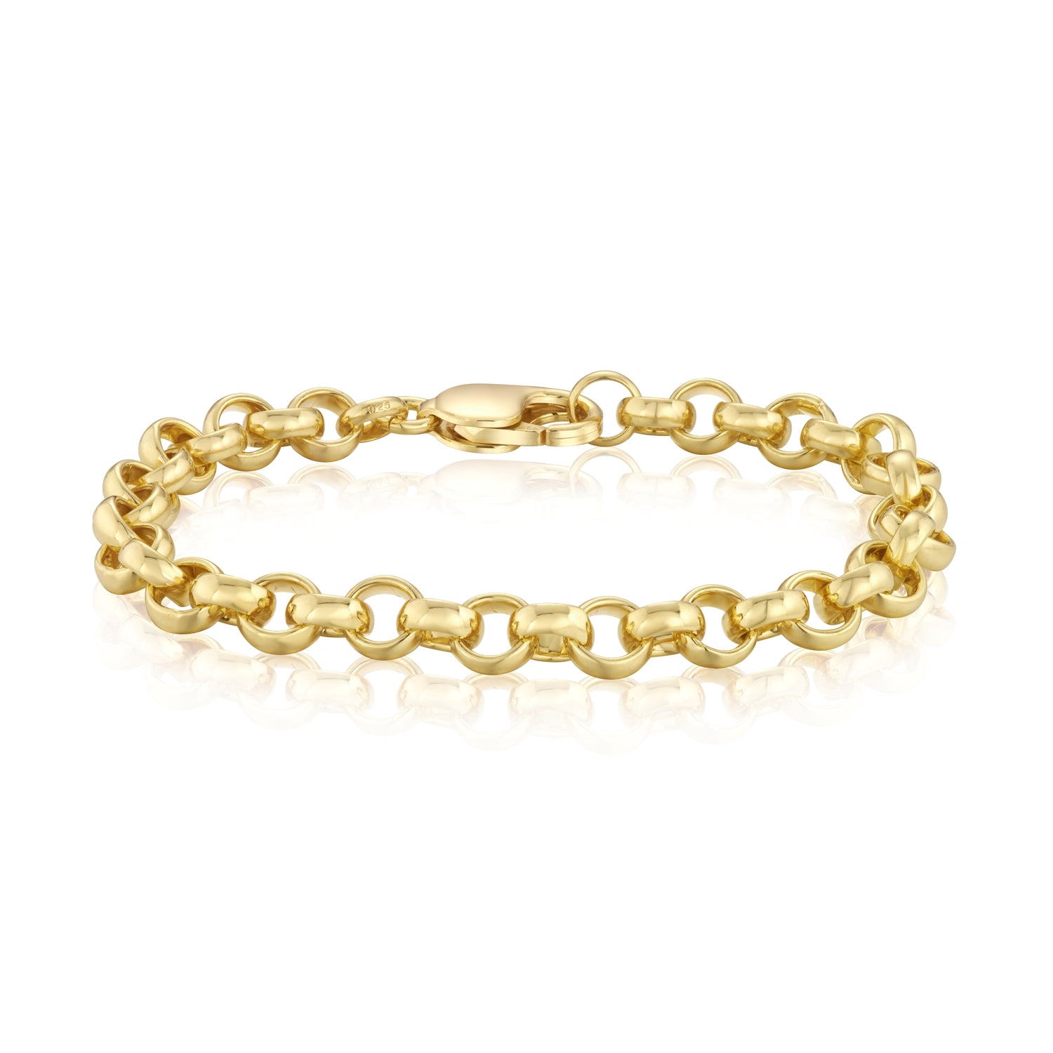 18ct Gold Vermeil on Sterling Silver 6mm Round Belcher Bracelet