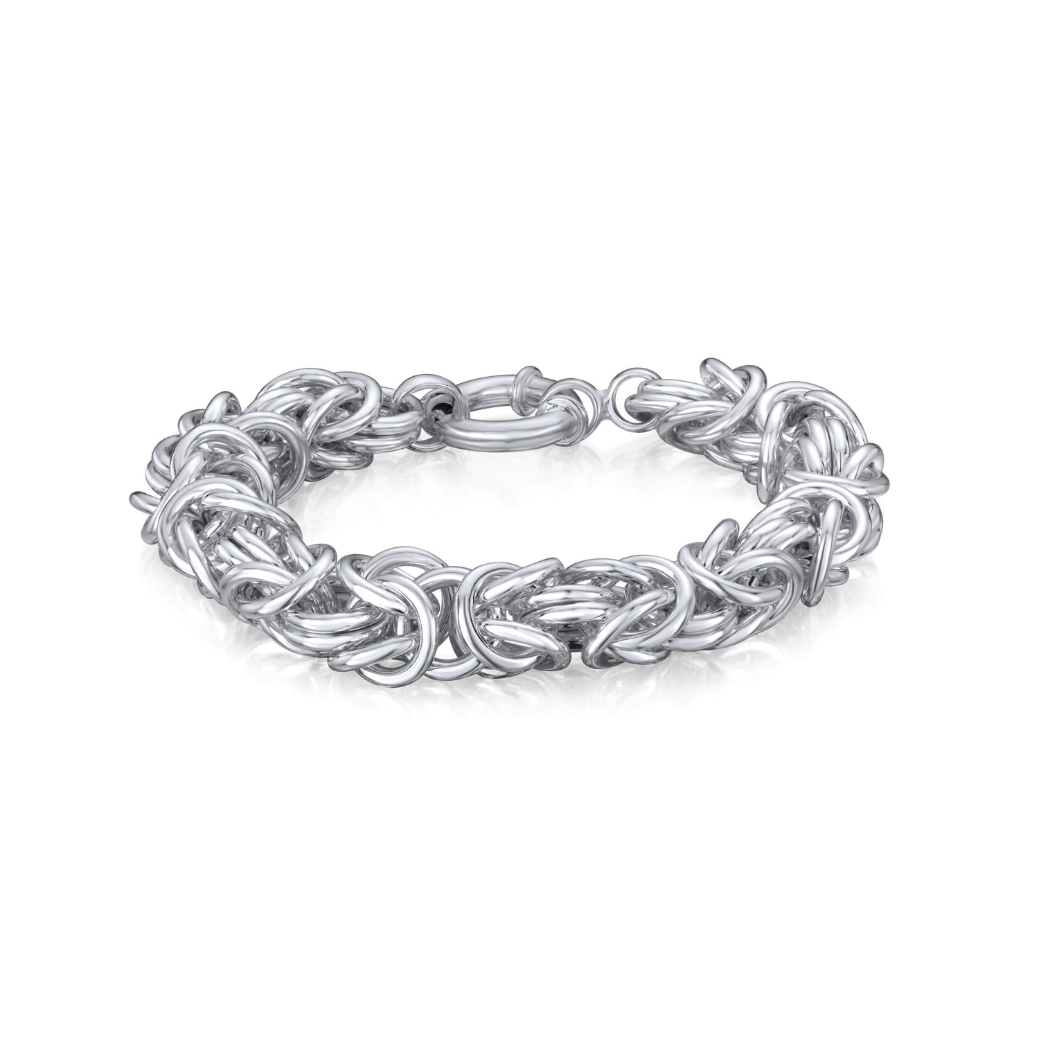 Sterling Silver Handmade Solid 11mm Byzantine Bracelet