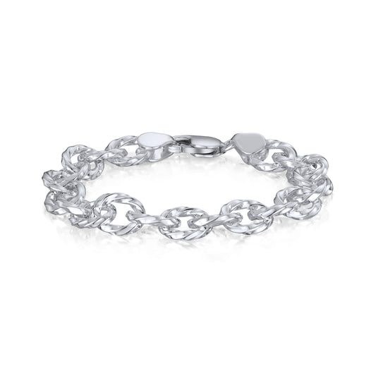 Sterling Silver Handmade Solid 11mm Oval Twist Bracelet