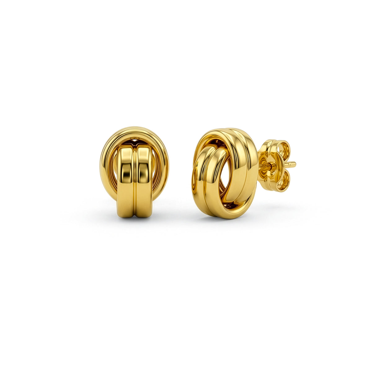9ct Gold Polished Interlocking Circle Stud Earrings
