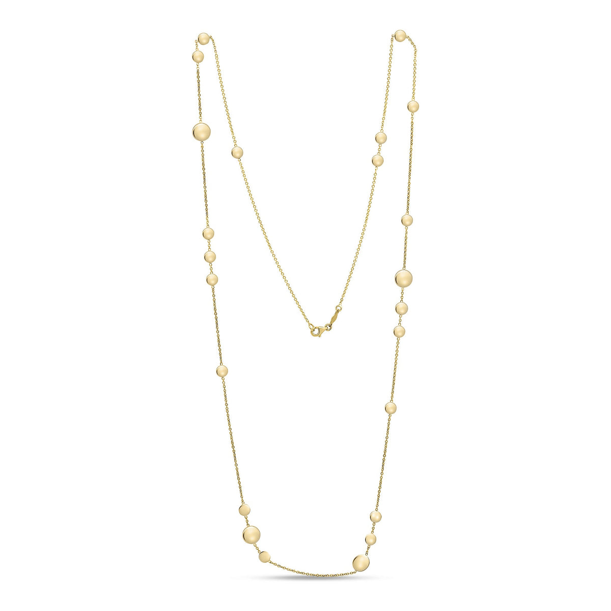 9ct Yellow Gold Polished Flat Disc Necklace — 32"/81cm