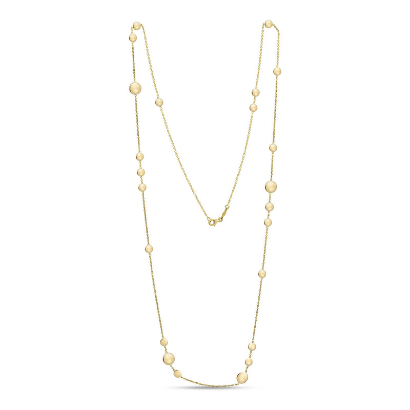 9ct Yellow Gold Polished Flat Disc Necklace — 32"/81cm