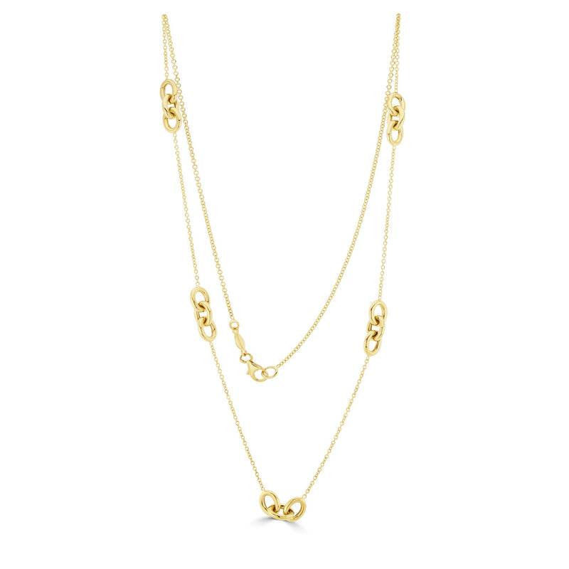 9ct Yellow Gold Polished Oval Link Necklace — 18"/45cm