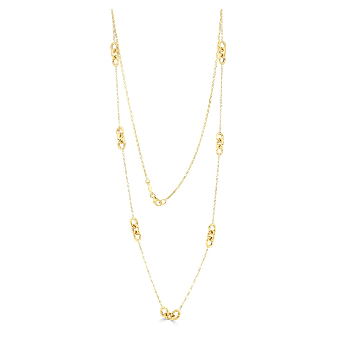 9ct Yellow Gold Polished Oval Link Necklace — 24"/61cm