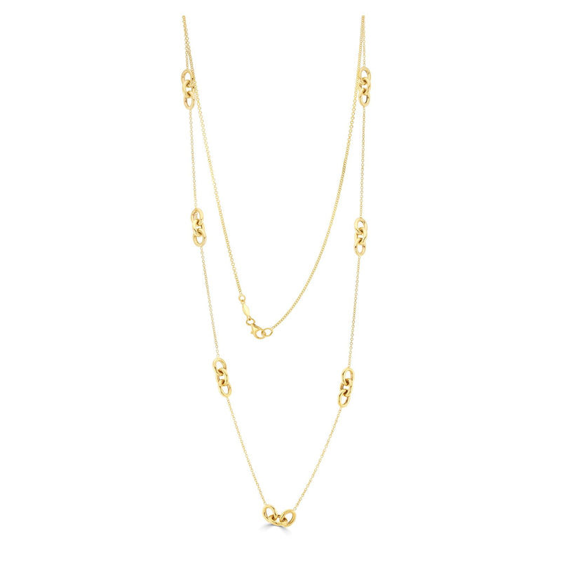 9ct Yellow Gold Polished Oval Link Necklace — 24"/61cm