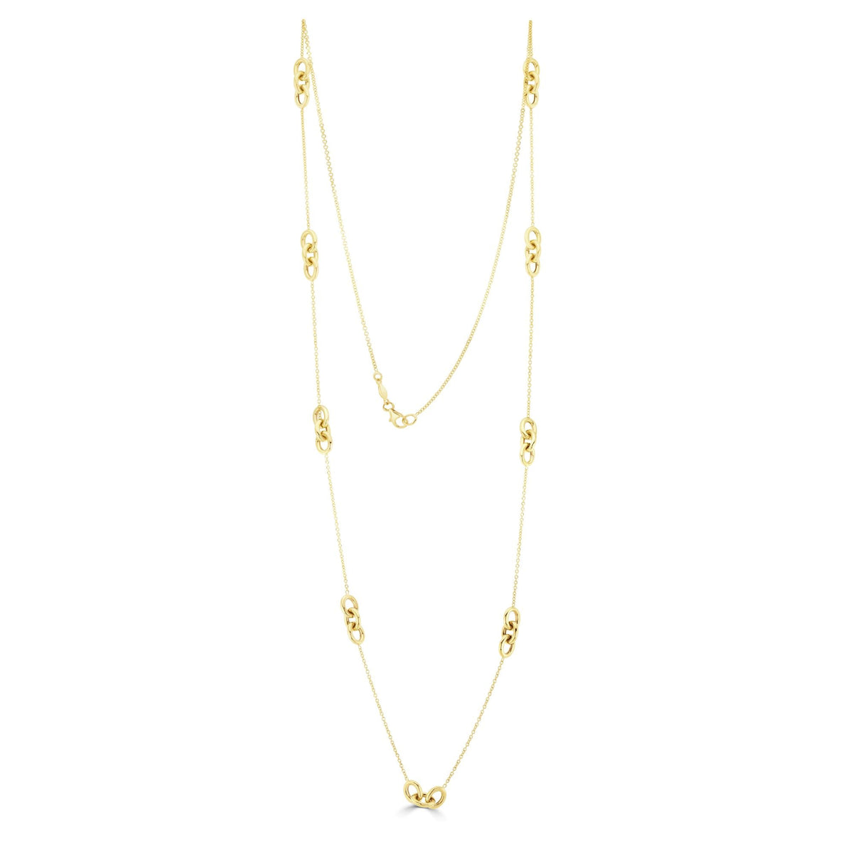 9ct Yellow Gold Polished Oval Link Necklace — 32"/81cm