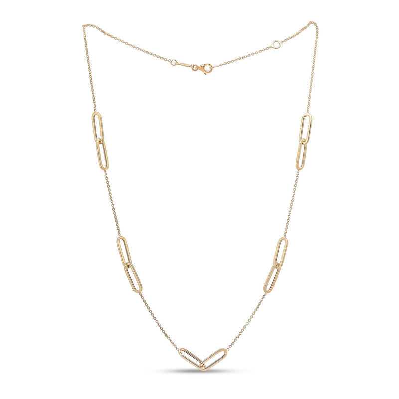 9ct Yellow Gold Polished Double Oval Link Necklace — 18"/45cm