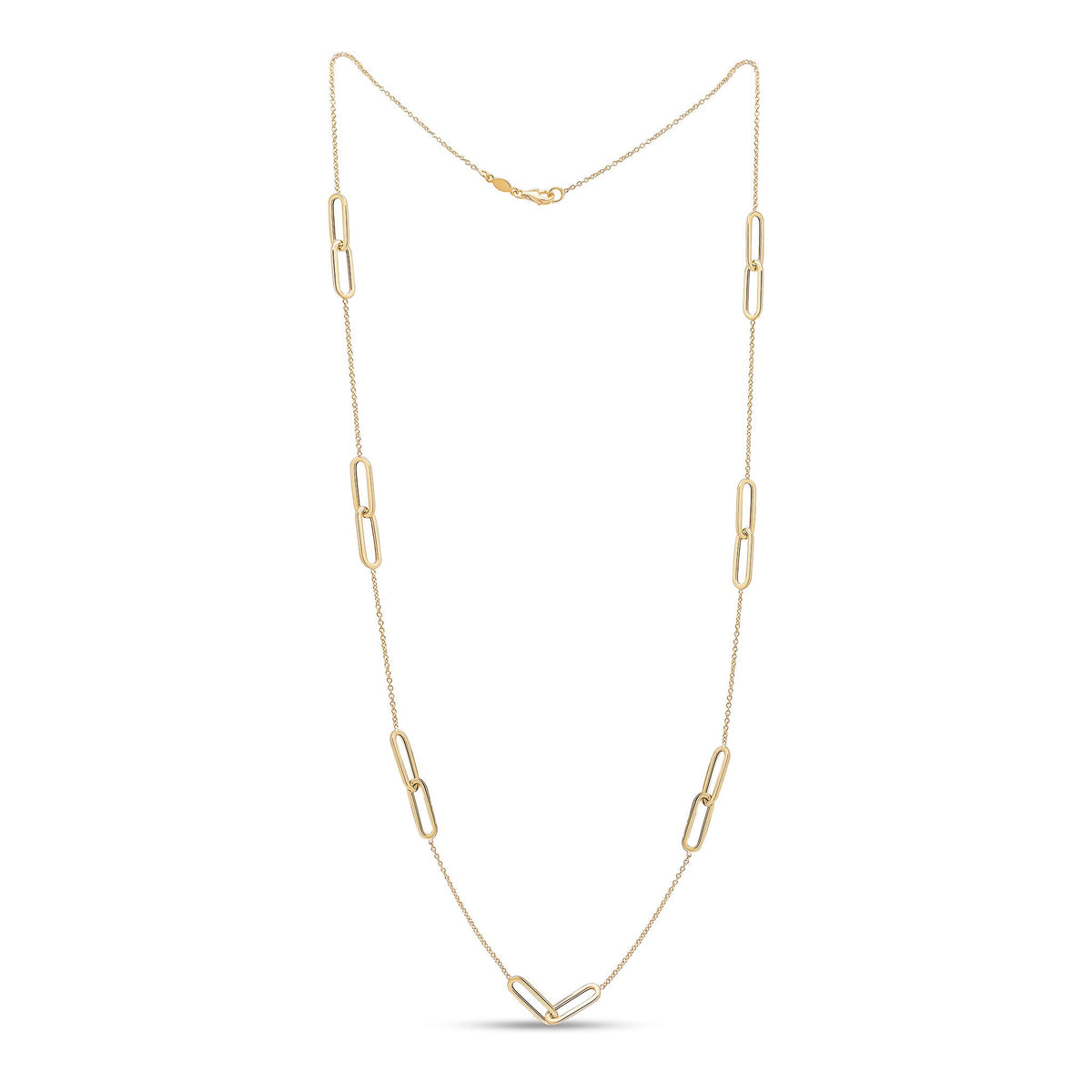 9ct Yellow Gold Polished Double Oval Link Necklace — 24"/61cm