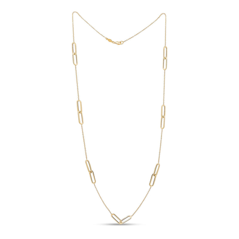 9ct Yellow Gold Polished Double Oval Link Necklace — 24"/61cm