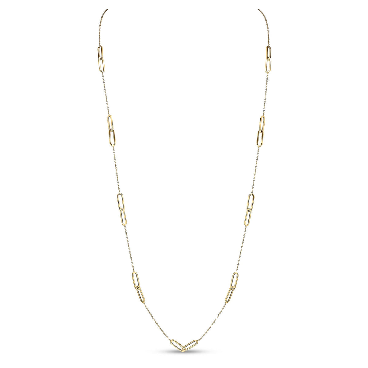 9ct Yellow Gold Polished Double Oval Link Necklace — 32"/81cm