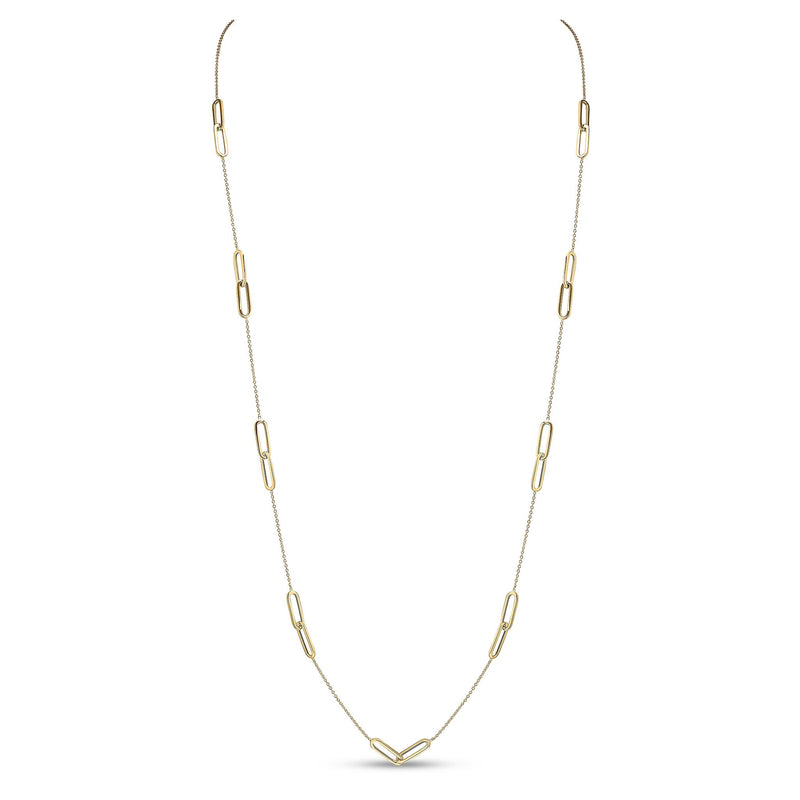 9ct Yellow Gold Polished Double Oval Link Necklace — 32"/81cm