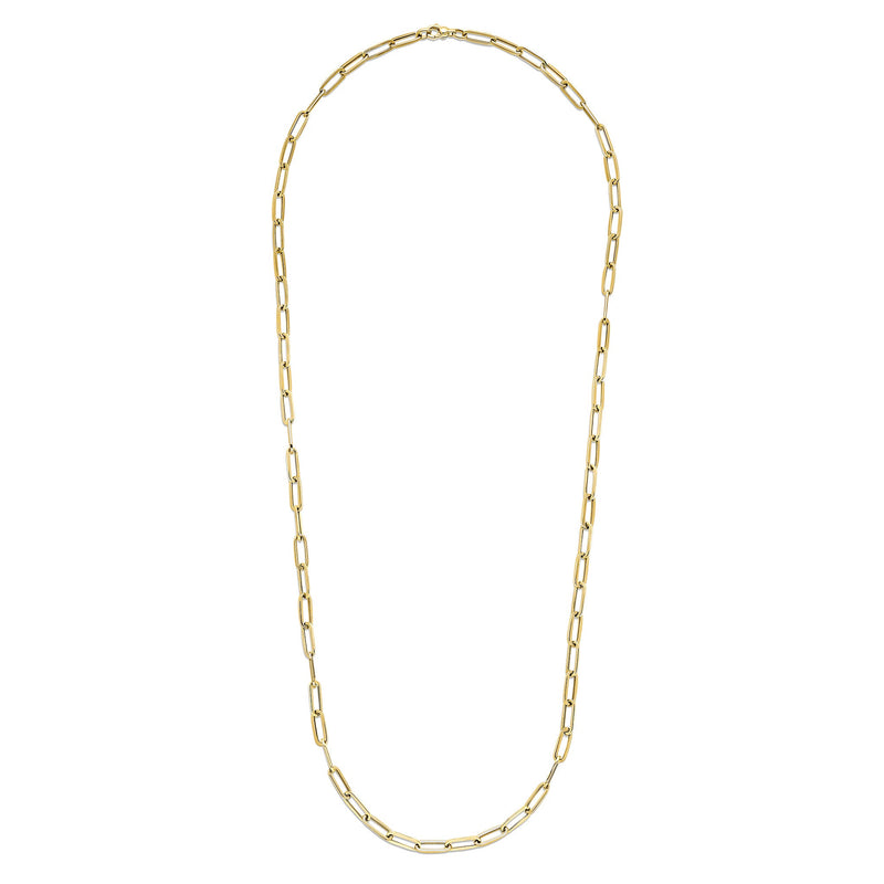 9ct Yellow Gold Oval Paperchain Necklace — 32"/81cm