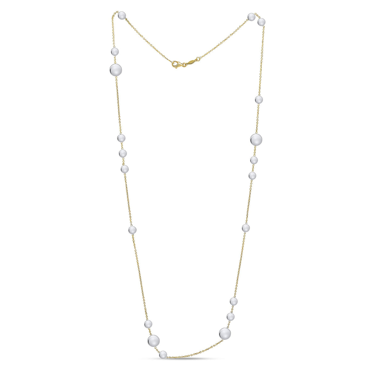9ct Yellow Gold Necklace with White Gold Polished Flat Discs — 24"/61cm