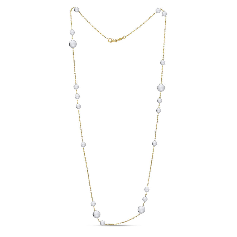 9ct Yellow Gold Necklace with White Gold Polished Flat Discs — 24"/61cm