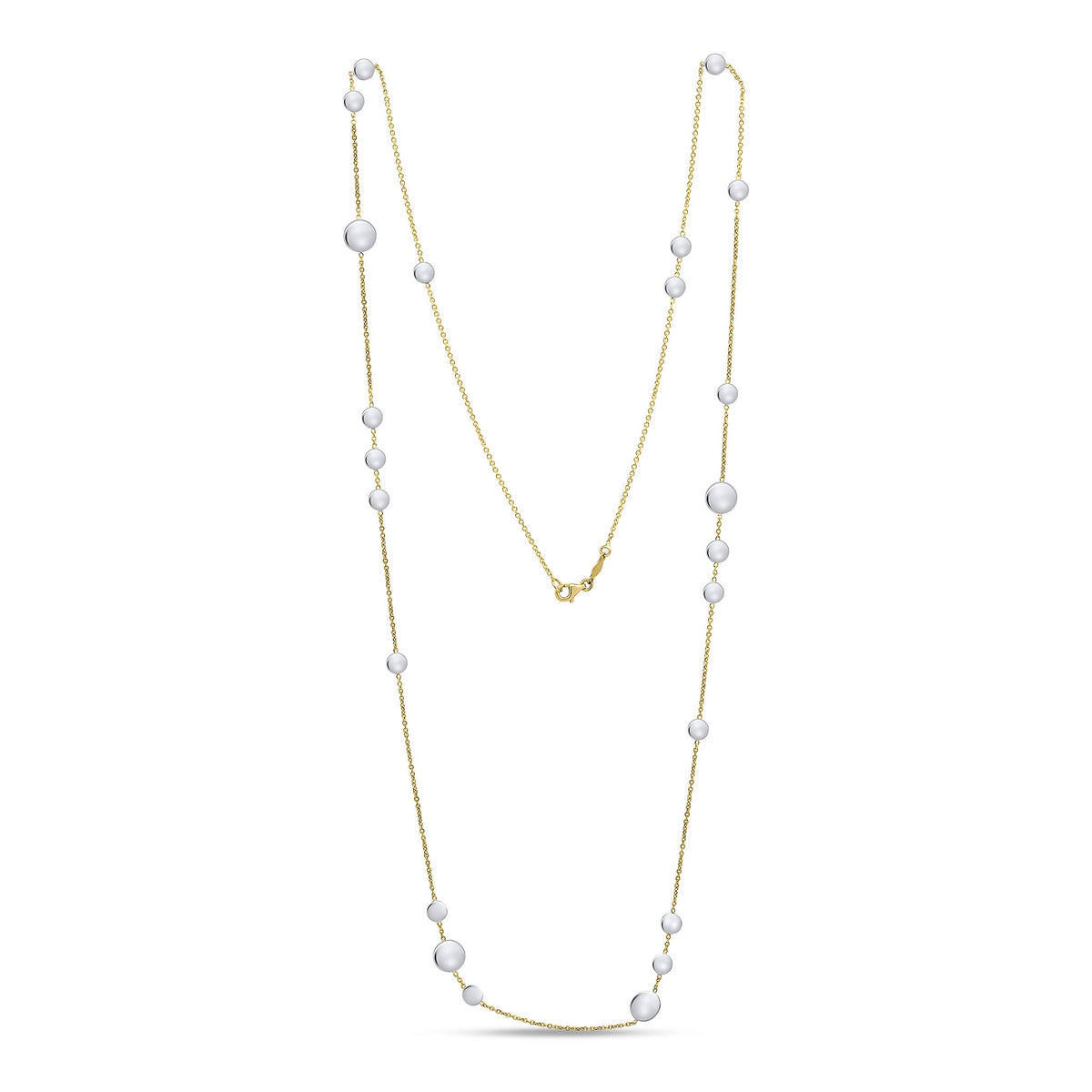 9ct Yellow Gold Necklace with White Gold Polished Flat Discs — 32"/81cm