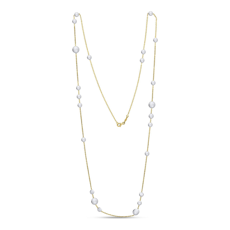 9ct Yellow Gold Necklace with White Gold Polished Flat Discs — 32"/81cm