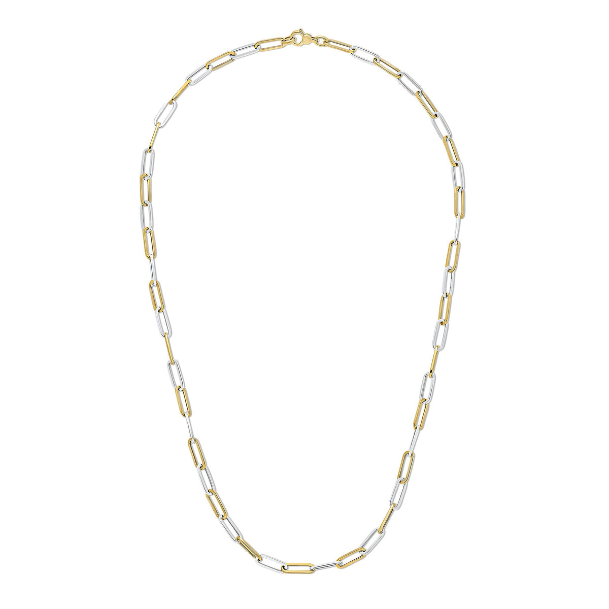 9ct Yellow and White Gold Oval Paperchain Necklace — 24"/61cm