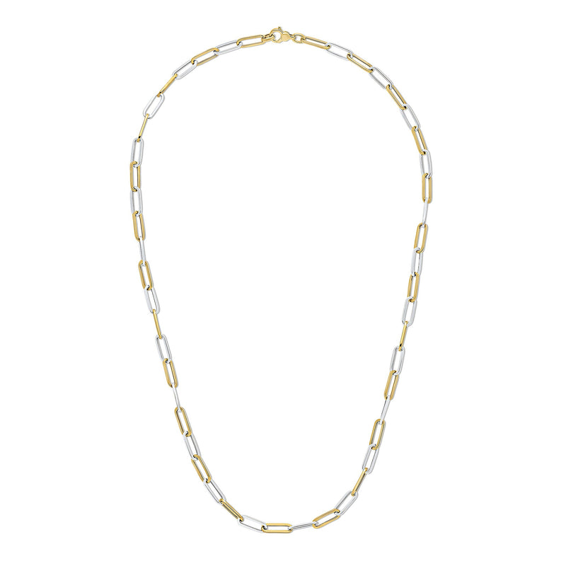 9ct Yellow and White Gold Oval Paperchain Necklace — 24"/61cm