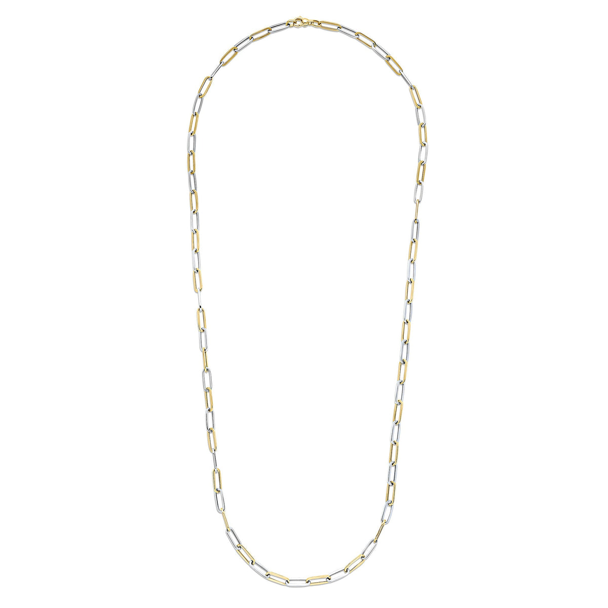 9ct Yellow and White Gold Oval Paperchain Necklace — 32"/81cm