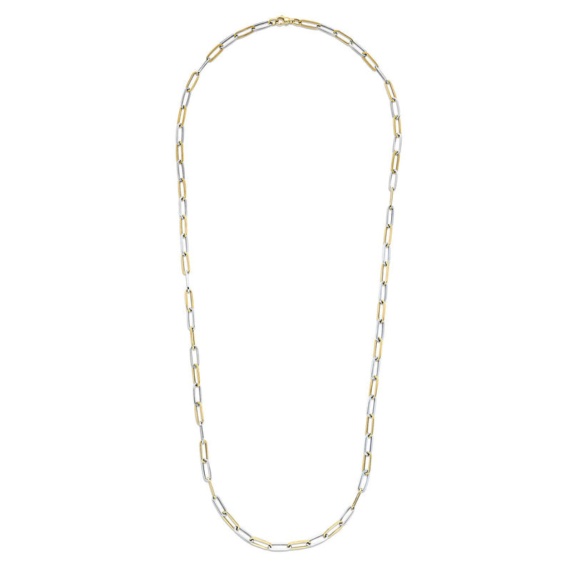 9ct Yellow and White Gold Oval Paperchain Necklace — 32"/81cm