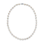 9ct White Gold Bead and White Oval Pearl Necklace