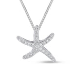 18ct White Gold Natural Diamond Pave Set Starfish Pendant — 13mm