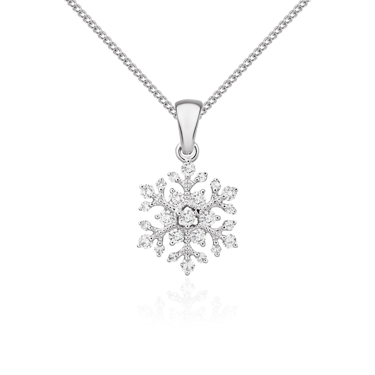 18ct White Gold Natural Diamond Snowflake Pendant