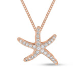 18ct Rose Gold Natural Diamond Pave Set Starfish Pendant — 13mm