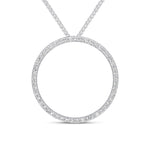 18ct White Gold Round Natural Diamond Open Circle Slider Pendant — 27mm